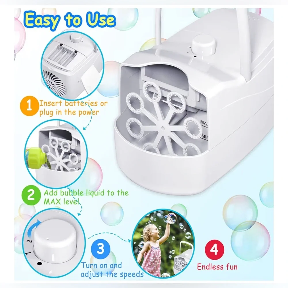 White Bubble Machine with Handle - Picture 3 of 3